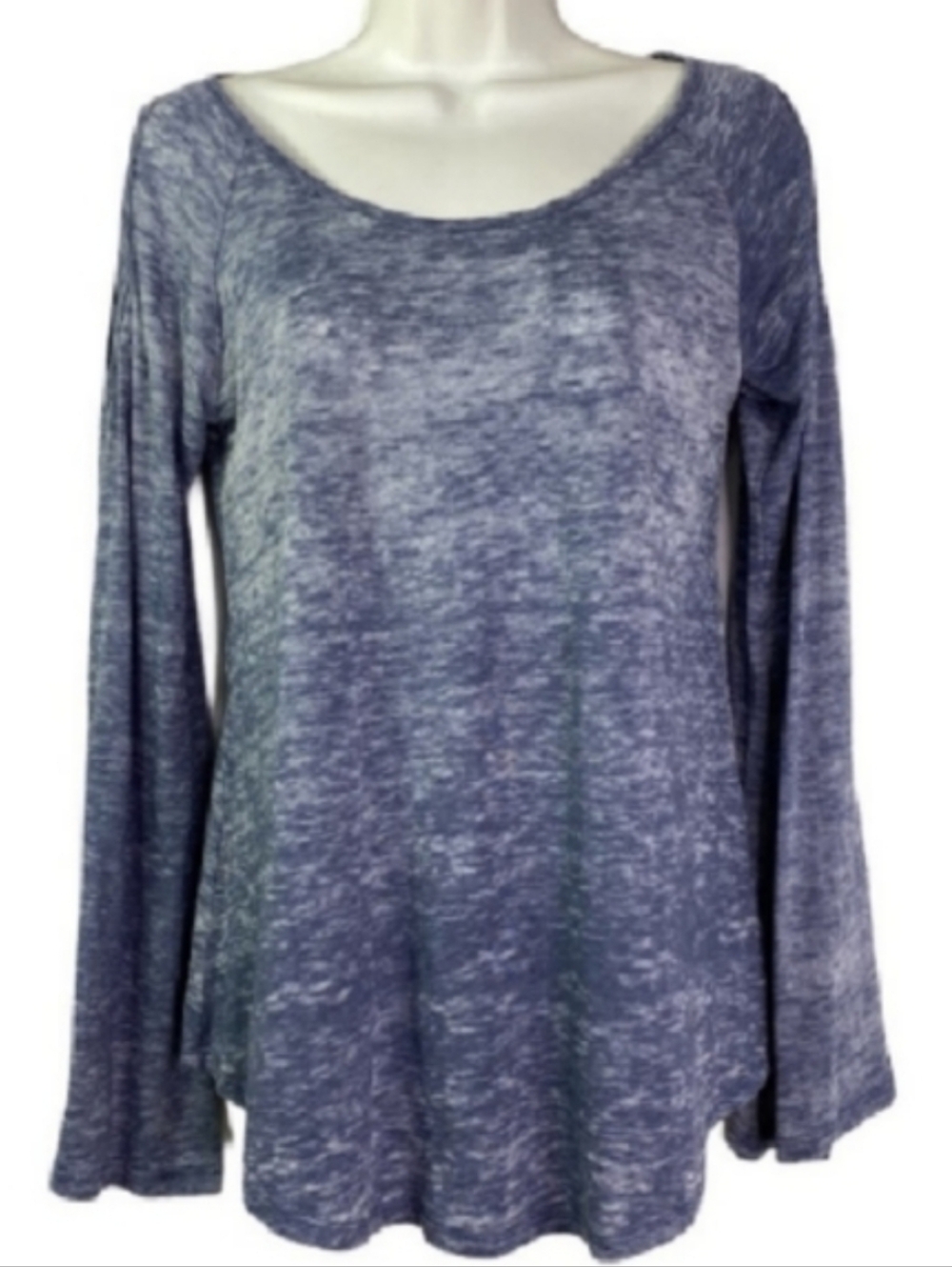 Vintage Havana Slate Blue Tie Dyed Bare Cold Shoulder Top Ink Space Dye Blouse S